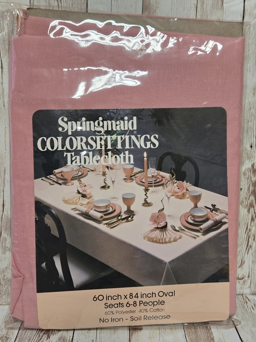 Vintage Springmaid Pink Oval Tablecloth 60x84 New In Package